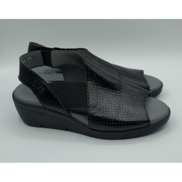 Fly London Women's Black Corners Sandal Peep Toe Size 36 US 5.5 - 6 - Picture 8 of 14